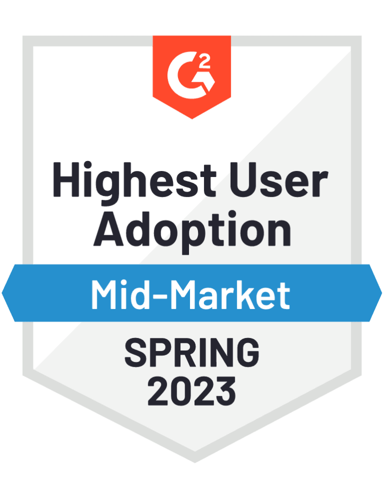 G2 Mid-Market Highest User Adoption Spring Badge 2023